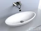 Lunart Lydia 59,5x29,7 cm-es pultra ültethető öntöttmárvány mosdó csaplyuk és túlfolyó nélkül,fényes fehér 5999123004345
