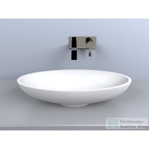 Lunart Lydia 59,5x29,7 cm-es pultra ültethető öntöttmárvány mosdó csaplyuk és túlfolyó nélkül,fényes fehér 5999123004345