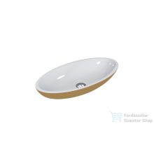   Lunart Lydia 59,5x29,7 cm-es pultra ültethető öntöttmárvány mosdó csaplyuk és túlfolyó nélkül,fényes RAL 1036 Pearl Gold/fehér 5999123004383