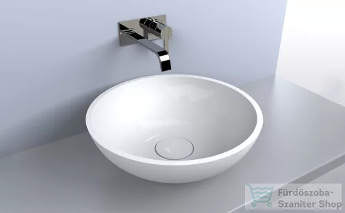 Lunart Milan 49,7 cm-es pultra ültethető öntöttmárvány mosdó csaplyuk és túlfolyó nélkül,fényes fehér 5999123004611