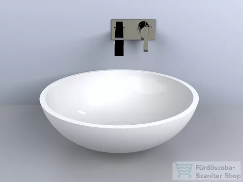 Lunart Milan 49,7 cm-es pultra ültethető öntöttmárvány mosdó csaplyuk és túlfolyó nélkül,fényes fehér 5999123004611