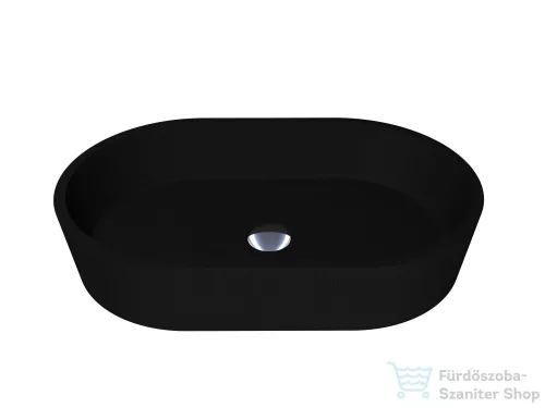 Lunart Melody 55x35,1 cm-es beépíthető öntöttmárvány mosdó csaplyuk és túlfolyó nélkül,fekete kvarc 5999123004871