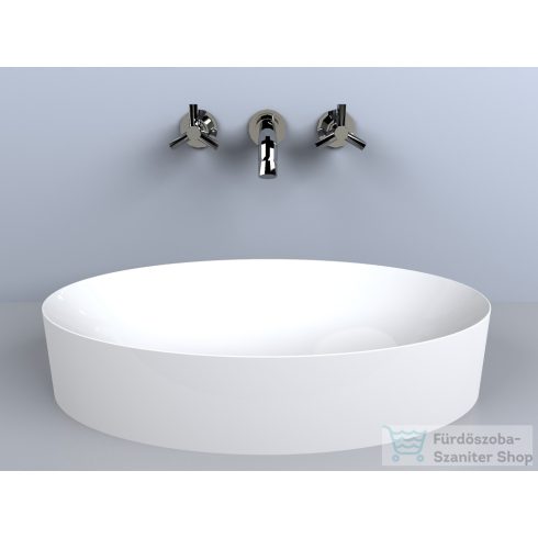 Lunart Shawn 50x32 cm-es pultra ültethető öntöttmárvány mosdó csaplyuk és túlfolyó nélkül,fényes fehér 5999123005113