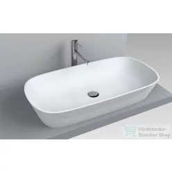   Lunart Salem 80x40 cm-es pultra ültethető öntöttmárvány mosdó csaplyuk és túlfolyó nélkül,fényes fehér 5999123005557