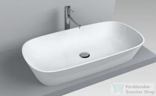 Lunart Salem 80x40 cm-es pultra ültethető öntöttmárvány mosdó csaplyuk és túlfolyó nélkül,fényes fehér 5999123005557