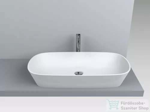 Lunart Salem 80x40 cm-es pultra ültethető öntöttmárvány mosdó csaplyuk és túlfolyó nélkül,fényes fehér 5999123005557