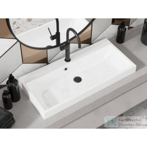 Lunart Atty 900 89,7x41,7 cm-es beépíthető öntöttmárvány mosdó,fényes fehér 5999123005755