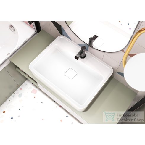 Lunart Jaxon 600 60x45 cm-es pultra ültethető öntöttmárvány mosdó túlfolyó nélkül,fényes fehér 5999123006097