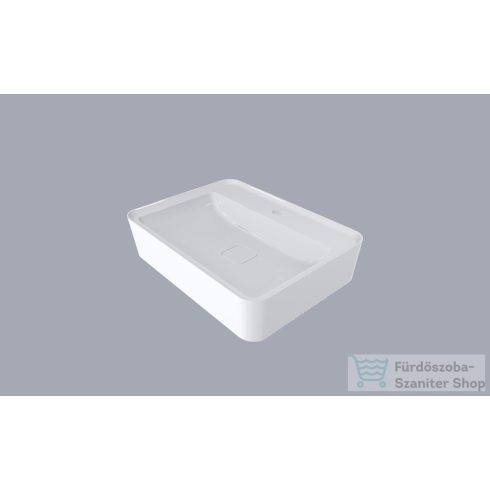 Lunart Jaxon 600 60x45 cm-es pultra ültethető öntöttmárvány mosdó túlfolyó nélkül,fényes fehér 5999123006097