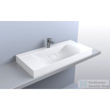   Lunart Kelly 1000 100x48 cm-es pultra ültethető öntöttmárvány mosdó túlfolyó nélkül,fényes fehér 5999123006233