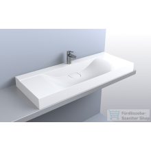   Lunart Kelly 1200 120x48 cm-es pultra ültethető öntöttmárvány mosdó túlfolyó nélkül,fényes fehér 5999123006271