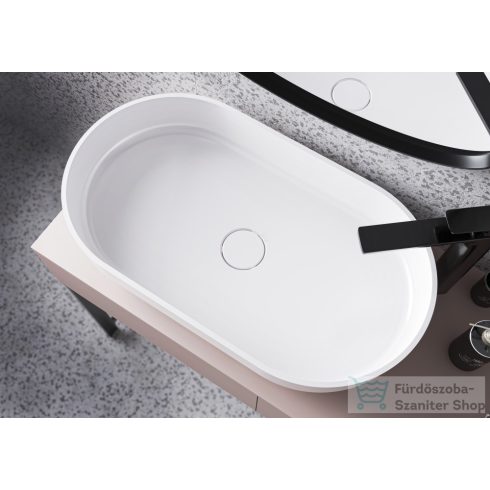 Lunart Scarlett 750 75x42 cm-es pultra ültethető öntöttmárvány mosdó csaplyuk és túlfolyó nélkül,matt fehér 5999123006400