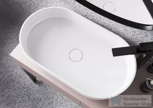 Lunart Scarlett 750 75x42 cm-es pultra ültethető öntöttmárvány mosdó csaplyuk és túlfolyó nélkül,matt fehér 5999123006400