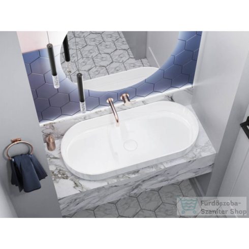 Lunart Scarlett 900 90x42 cm-es pultra ültethető öntöttmárvány mosdó csaplyuk és túlfolyó nélkül,matt fehér 5999123006448