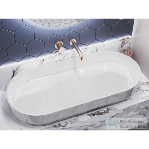 Lunart Scarlett 900 90x42 cm-es pultra ültethető öntöttmárvány mosdó csaplyuk és túlfolyó nélkül,matt fehér 5999123006448