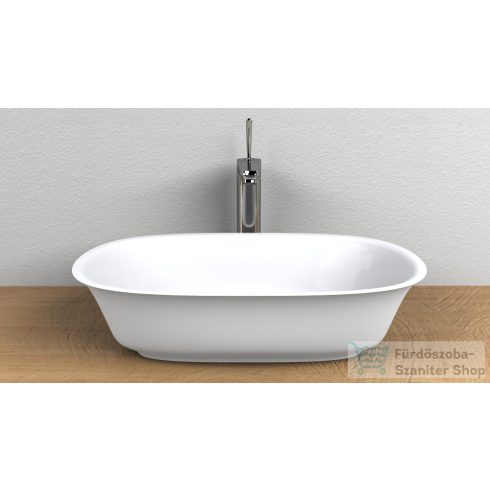 Lunart Freddie 54x39 cm-es pultra ültethető öntöttmárvány mosdó csaplyuk és túlfolyó nélkül,matt fehér 5999123006486