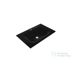  Lunart Timo 700 70x45 cm-es beépíthető öntöttmárvány mosdó túlfolyó nélkül,fekete kvarc 5999123006653