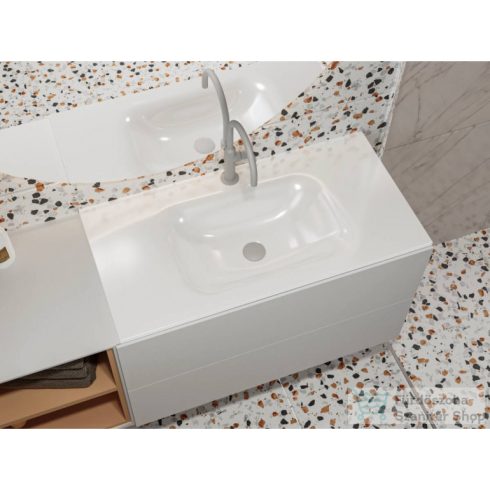 Lunart Timo 900 90x45 cm-es beépíthető öntöttmárvány mosdó túlfolyó nélkül,fényes fehér 5999123006714