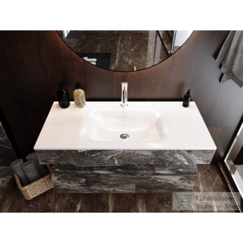 Lunart Timo 1000 100x45 cm-es beépíthető öntöttmárvány mosdó túlfolyó nélkül,fényes fehér 5999123006738