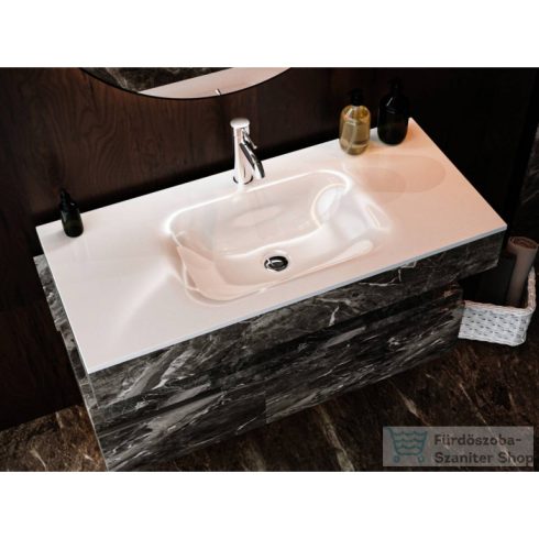 Lunart Timo 1000 100x45 cm-es beépíthető öntöttmárvány mosdó túlfolyó nélkül,fényes fehér 5999123006738