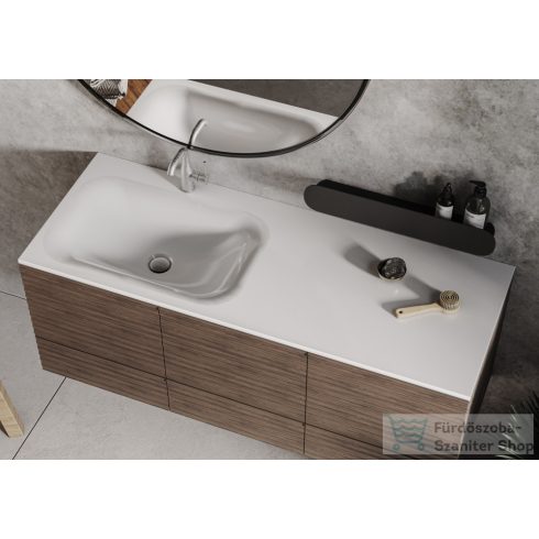 Lunart Timo 1200 L 120x45 cm-es beépíthető öntöttmárvány mosdó túlfolyó nélkül,matt fehér 5999123006806