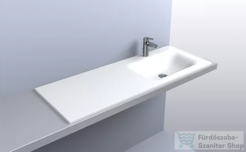 Lunart Timo 1200 R 120x45 cm-es beépíthető öntöttmárvány mosdó túlfolyó nélkül,fényes fehér 5999123006820