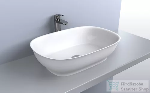 Lunart Liza 60x41,3 cm-es pultra ültethető öntöttmárvány mosdó csaplyuk és túlfolyó nélkül,fényes fehér 5999123006912