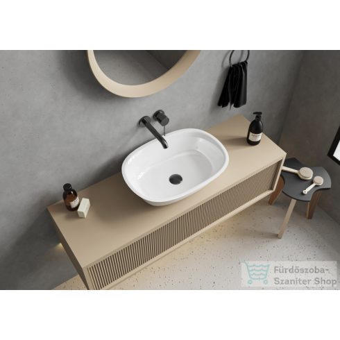 Lunart Liza 60x41,3 cm-es pultra ültethető öntöttmárvány mosdó csaplyuk és túlfolyó nélkül,fényes fehér 5999123006912