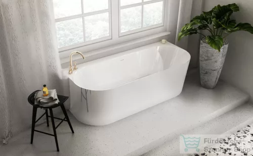 Lunart Nadia 170x75 cm-es falhoz tolható öntöttmárvány kád szifon nélkül,fényes fehér 5999123006998