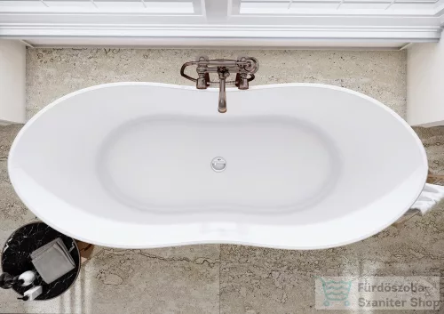 Lunart Tiffany 180x75 cm-es szabadon álló öntöttmárvány kád szifon és túlfolyó nélkül,fényes fehér 5999123007032