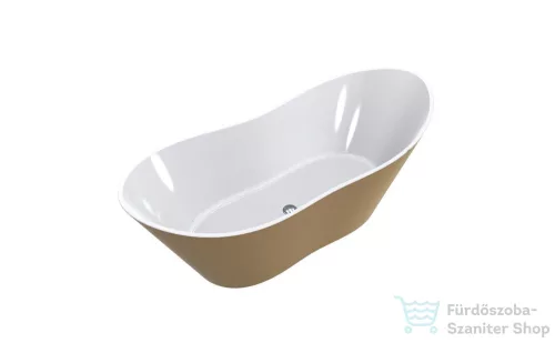 Lunart Tiffany 180x75 cm-es szabadon álló öntöttmárvány kád szifon és túlfolyó nélkül,fényes RAL 1036 Pearl Gold/fehér 5999123007056