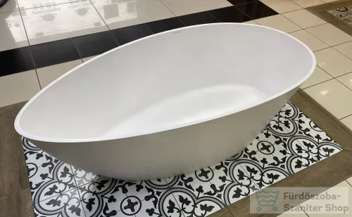 Lunart Josephine 170x77 cm-es szabadon álló öntöttmárvány kád szifon és túlfolyó nélkül,fényes fehér 5999123007100