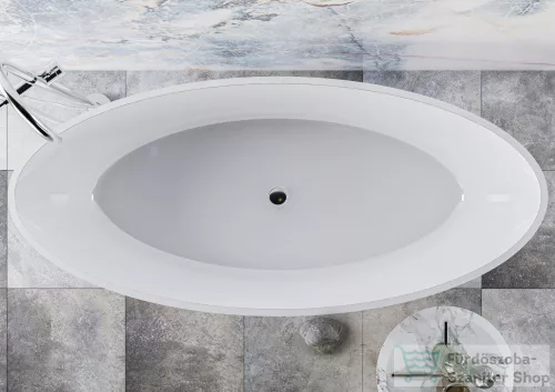 Lunart Amina 180x80 cm-es szabadon álló öntöttmárvány kád szifon nélkül,fényes fehér 5999123007223