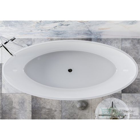 Lunart Amina 180x80 cm-es szabadon álló öntöttmárvány kád szifon nélkül,matt fehér 5999123007230