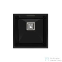   Lunart Bende 42x42 cm-es öntött gránit aláépíthető mosogató medence szifon nélkül,Midnight black 5999123007520