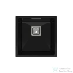   Lunart Bende 42x42 cm-es öntött gránit aláépíthető mosogató medence szifon nélkül,Midnight black 5999123007520