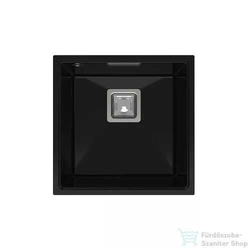 Lunart Bende 42x42 cm-es öntött gránit aláépíthető mosogató medence szifon nélkül,Midnight black 5999123007520