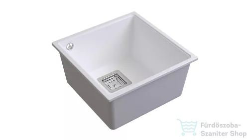 Lunart Bende 42x42 cm-es öntött gránit aláépíthető mosogató medence szifon nélkül,White 5999123007568