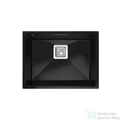 Lunart Soma 55x42 cm-es öntött gránit mosogató medence szifon nélkül,Midnight black 5999123007582