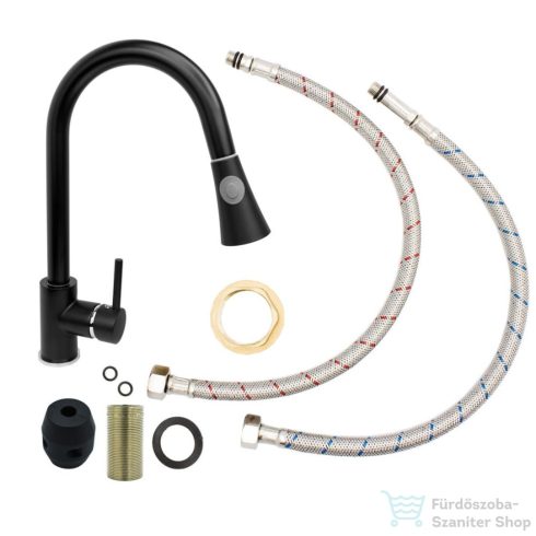 Lunart Kate kihúzható fejes mosogató csaptelep,matt fekete 5999123007704