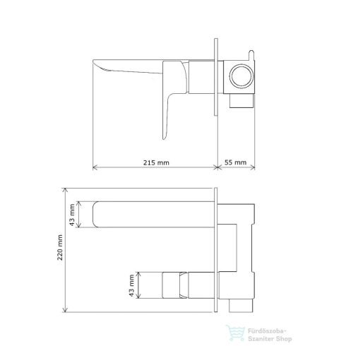 Lunart Elizabeth falsík alatti mosdó csaptelep belső egységgel,leeresztő nélkül,matt fekete 5999123008169