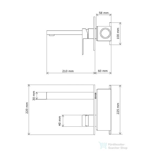 Lunart Love falsík alatti mosdó csaptelep belső egységgel,leeresztő nélkül,króm 5999123008312