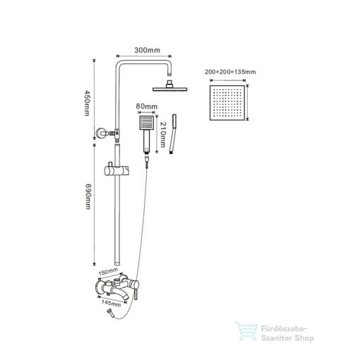 Lunart Home zuhanyrendszer kádtöltővel,króm 5999123008695