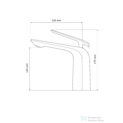 Lunart Noir mosdó csaptelep leeresztő nélkül,matt fekete 5999123008718