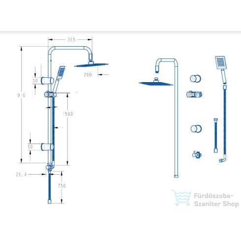 Lunart Bubble zuhanyszett esőzetővel csaptelep nélkül,matt fekete 5999123008763