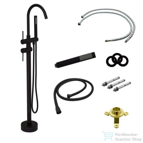 Lunart Faith szabadonálló kádöltő csaptelep zuhanyszettel,matt fekete 5999123008923