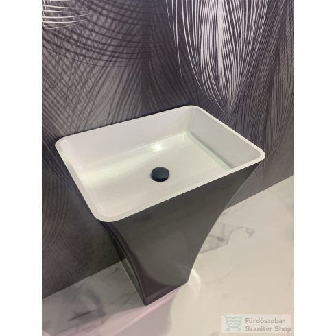Lunart Adrienne 60x45x88 cm-es szabadon álló mosdó túlfolyó nélkül,fényes RAL 9005 fekete/fehér 5999123009647