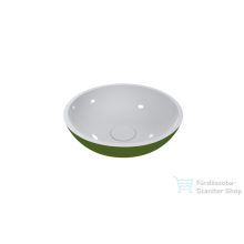   Lunart Milan 49,7 cm-es pultra ültethető öntöttmárvány mosdó csaplyuk és túlfolyó nélkül,fényes RAL 6005 Moss green/fehér 5999123011268