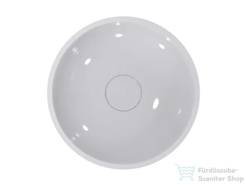 Lunart Milan 49,7 cm-es pultra ültethető öntöttmárvány mosdó csaplyuk és túlfolyó nélkül,fényes RAL 6005 Moss green/fehér 5999123011268