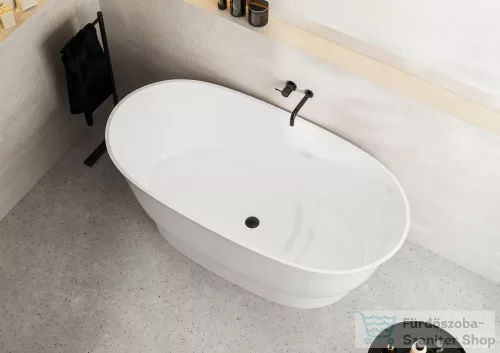 Lunart Anette 180x80 cm-es szabadon álló öntöttmárvány kád szifon nélkül,fényes fehér 5999123011299